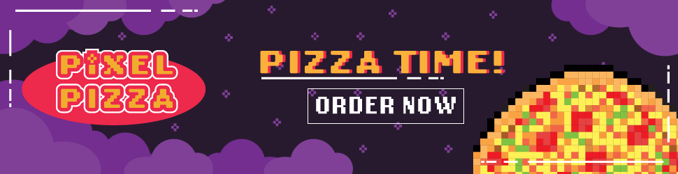 A banner ad that says pizza time and order now.