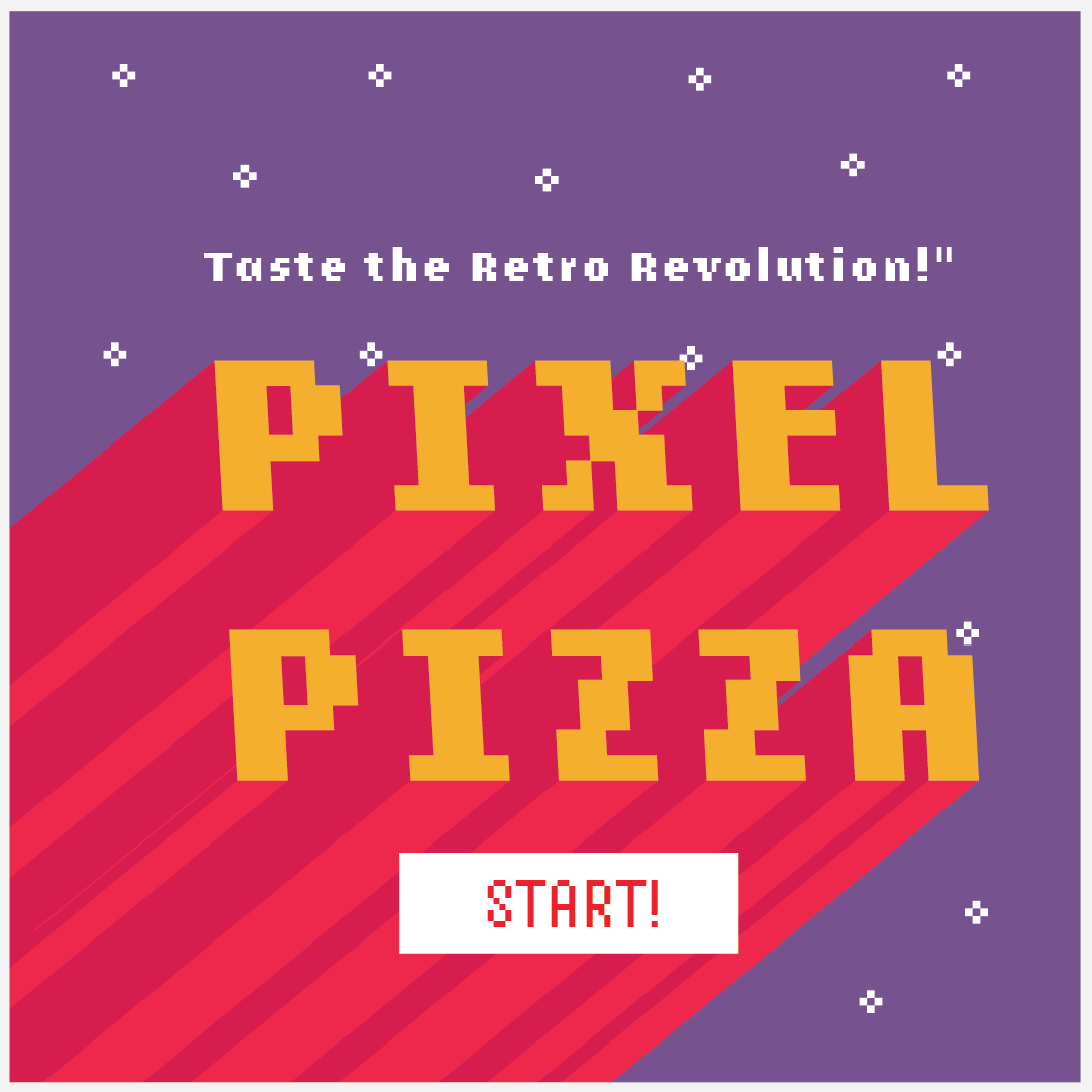 business card mockups with pixel art style and pizza on it