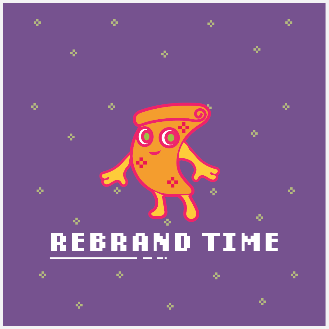 business card mockups with pixel art style and pizza on it